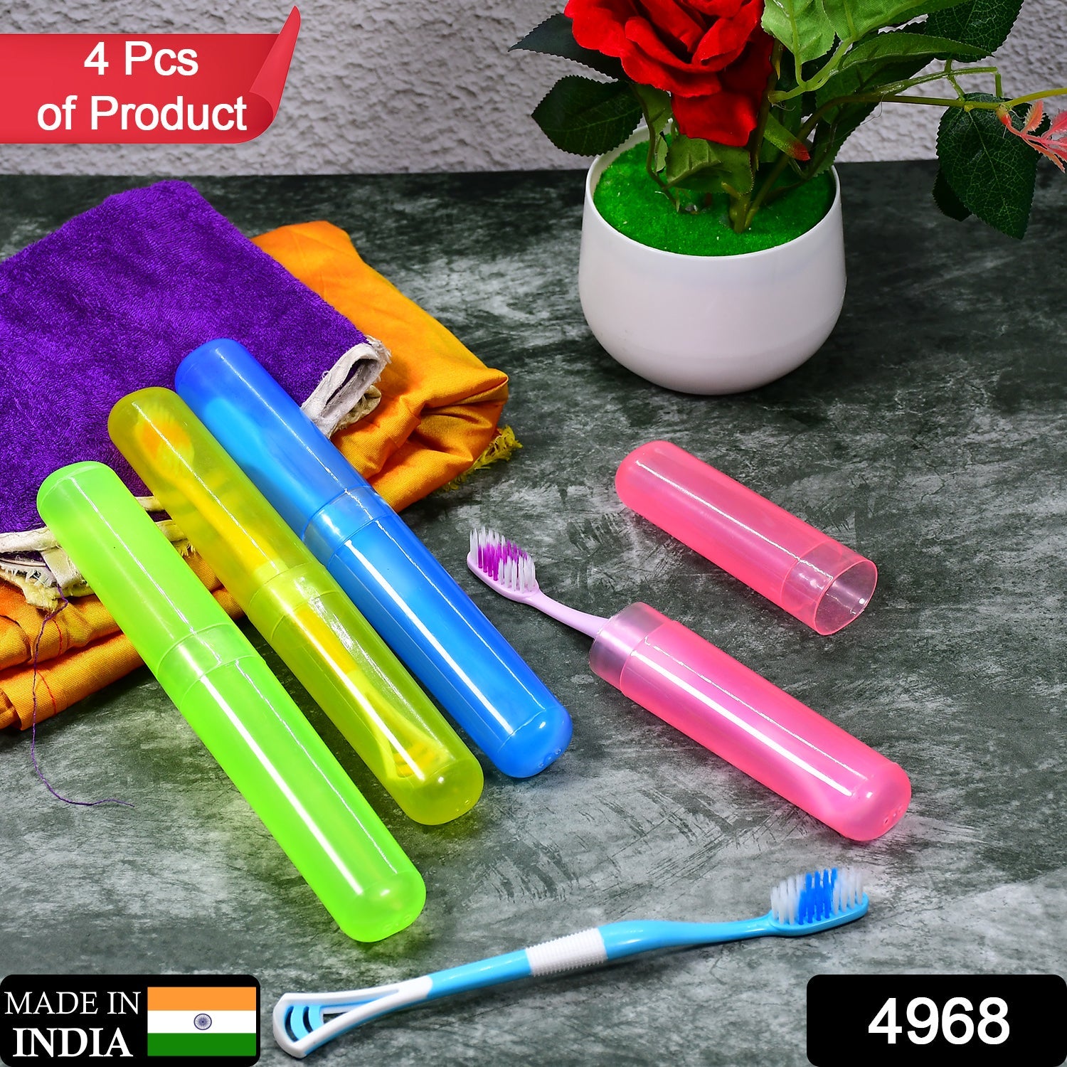 4968 4pc Plastic Toothbrush Cover, Anti Bacterial Toothbrush Container- Tooth Brush Travel Covers, Case, Holder, Cases DeoDap 4968 4pc Plastic Toothbrush Cover, Anti Bacterial Toothbrush Container- Tooth Brush Travel Covers, Case, Holder, Cases DeoDap